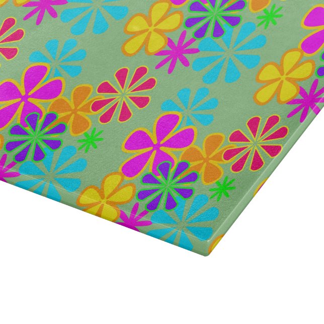 Retro Flower Power Cutting Board (Corner)