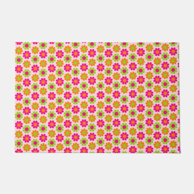 Retro Flower Power Doormat (Front)