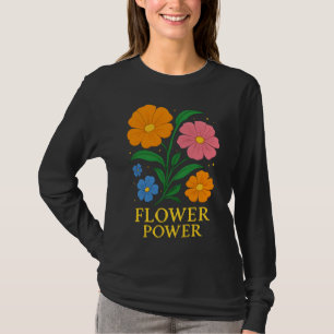 Retro "Flower Power" Floral Design  T-Shirt
