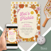 Retro Flower Power Pattern Pickleball Party