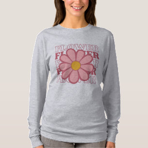 Retro Flower Power T-shirt – Vintage Pink Daisy