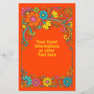 Retro Flower Power Tendrils - Label Frame 1 Flyer