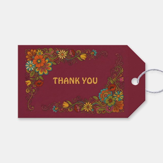 Retro Flower Power Tendrils - Label Frame 8 (Front (Horizontal))