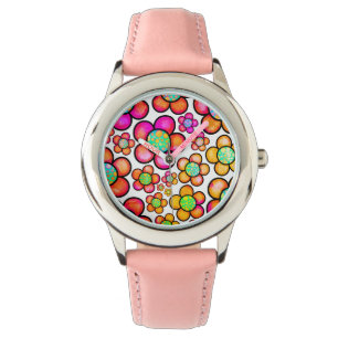 Retro flower rainbow-girl power watch