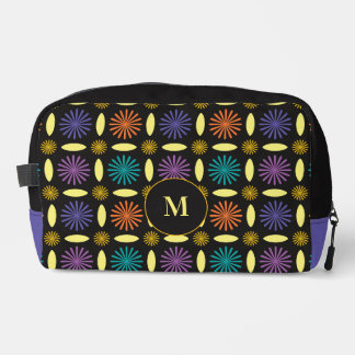 Retro Flower Shapes Monogram Personalised Dopp Kit