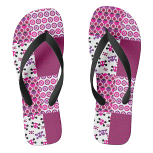 Retro flower skull polka dot jandals