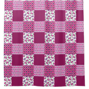 Retro flower skull polka dot shower curtain