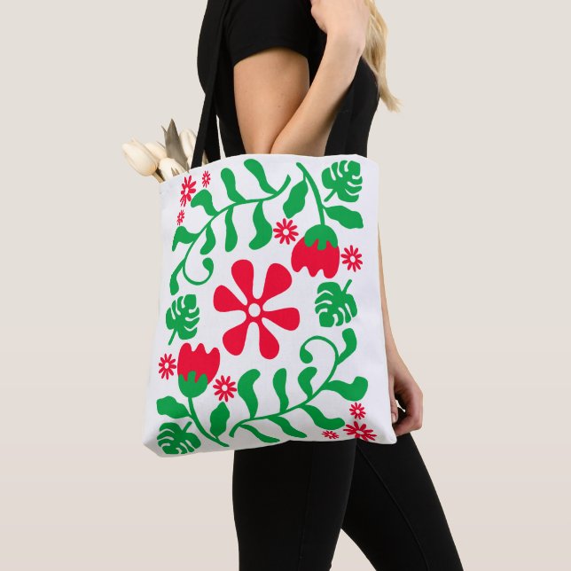 Retro flower  tote bag (Close Up)