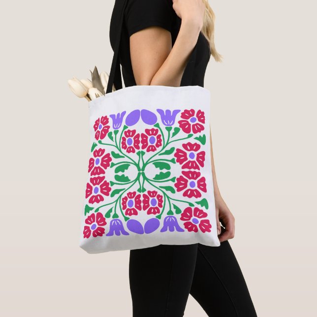Retro flower tote bag (Close Up)