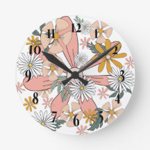 Retro Flower Wall Clock