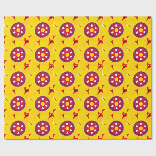 Retro Flower Wallpapper Wrapping Paper (Flat)