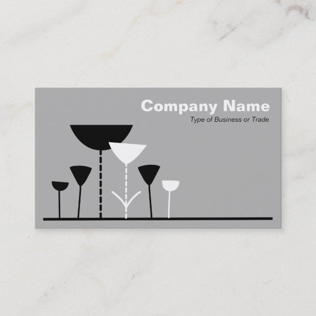 Retro Flowers - 30pc Grey Business Card (Front)