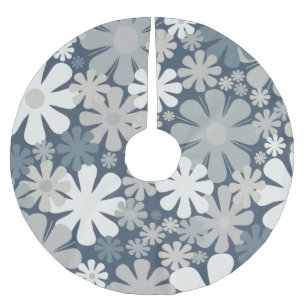 Retro Flowers 60s 70s Aesthetic Floral Pattern Brushed Polyester Tree Skirt