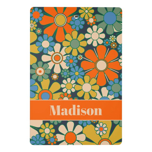 Retro Flowers 60s 70s Floral Personalised Mini Clipboard (Back)