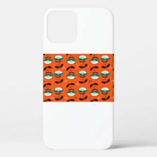 Retro flowers and leaves seamless pattern.  iPhone 12 case
