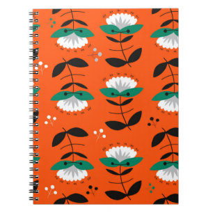 Retro flowers and leaves seamless pattern. notebook