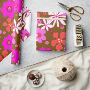 Retro Flowers Art  Wrapping Paper