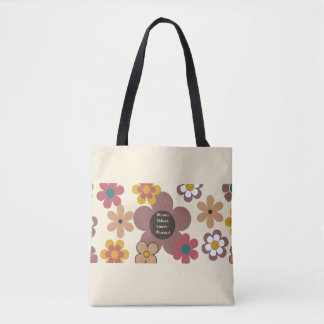 Retro Flowers "Bloom Where You're Planted" Tote Bag