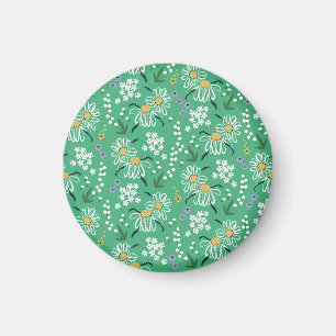 Retro Flowers, Botanical Seamless Pattern. Magnet