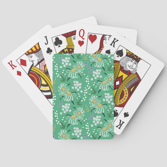 Retro Flowers, Botanical Seamless Pattern. Playing Cards (Back)