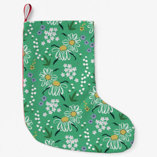 Retro Flowers, Botanical Seamless Pattern. Small Christmas Stocking