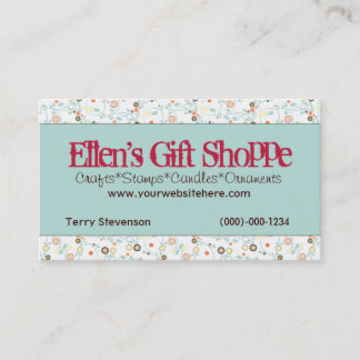 Retro Flowers Business Card (aqua)