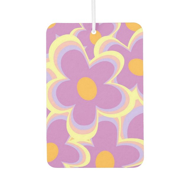 Retro Flowers Car Air Freshener (Front)