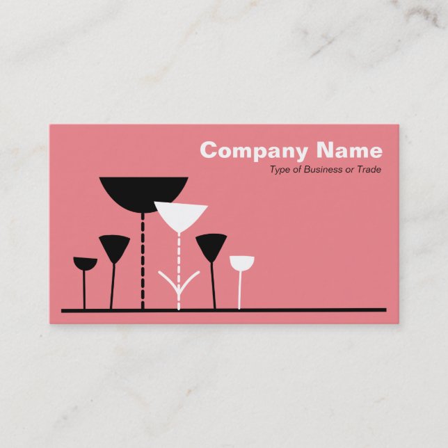 Retro Flowers - Deep Pink Business Card (Front)