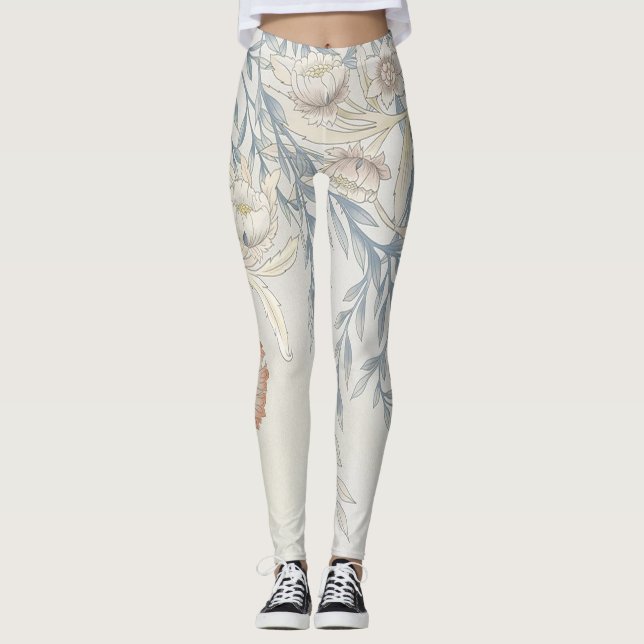 retro flowers design leggings (Front)