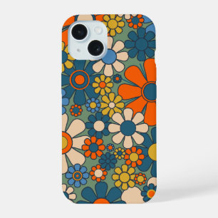 Retro Flowers Groovy Multicolor 60s 70s Floral iPhone 15 Case