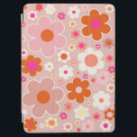 Retro Flowers Peach Blush Pink Orange Floral iPad Air Cover<br><div class="desc">Colourful retro flowers: floral art – warm tones   peach background and white,  blush pink,  orange and yellow flowers.</div>
