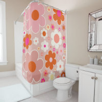 Retro Flowers Peach Blush Pink Orange Floral