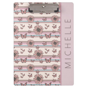 Retro Flowers Personalised with Name Floral Daisy Clipboard