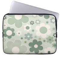 Retro Flowers Sage Green Abstract Floral