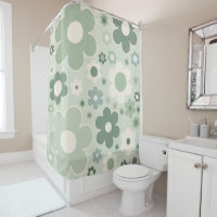 Retro Flowers Sage Green Abstract Floral