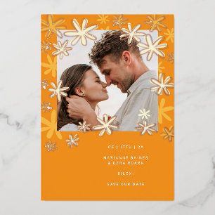 RETRO FLOWERS SAVE THE DATE