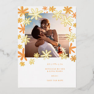 RETRO FLOWERS SAVE THE DATE