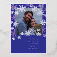 RETRO FLOWERS SAVE THE DATE FOIL INVITATION