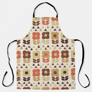 Retro flowers seamless pattern apron