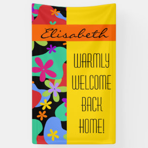 Retro Flowers seamless pattern coloured Banner