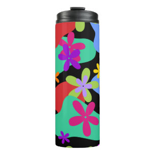 Retro Flowers seamless pattern coloured Thermal Tumbler