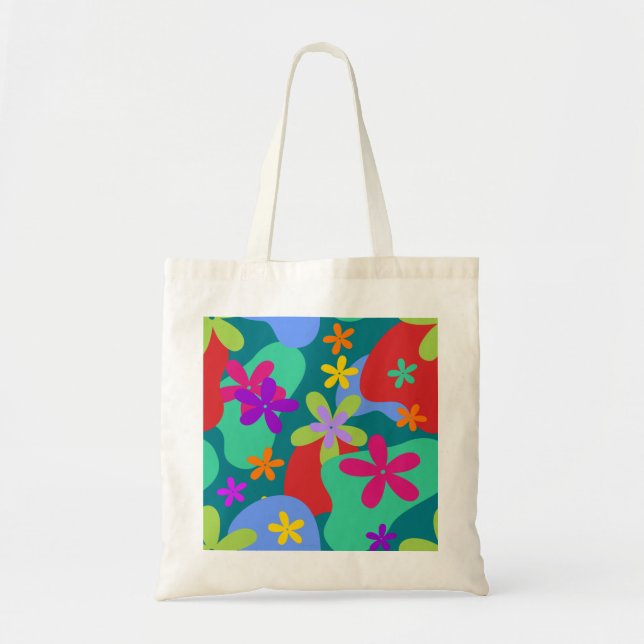 Retro Flowers seamless pattern coloured Tote Bag (Front)