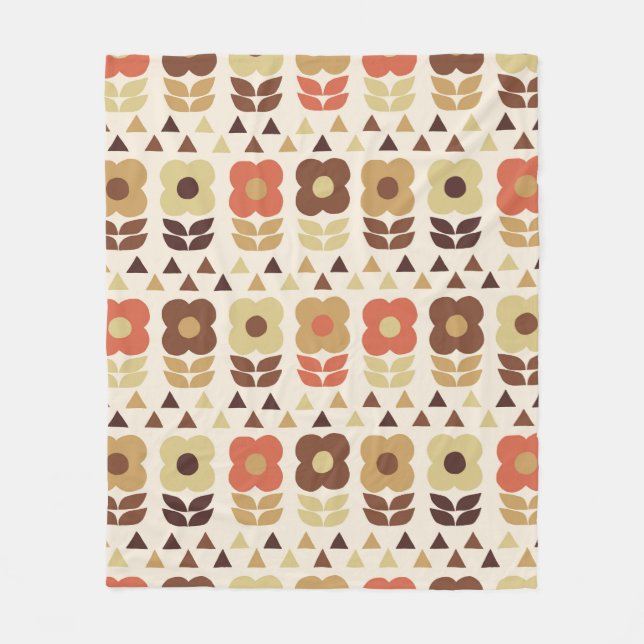 Retro flowers seamless pattern fleece blanket (Front)