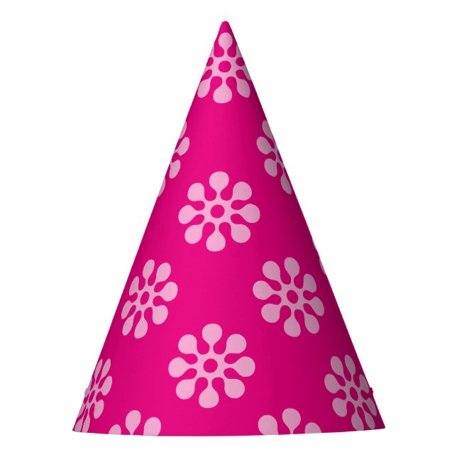 Retro Flowers seamless pattern white transparent Party Hat (Front)
