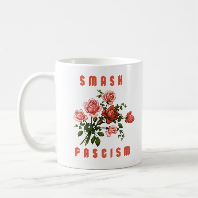 Retro Flowers - Smash Fascism Coffee Mug (Left)
