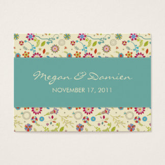 Retro Flowers · Teal · Wedding Favour Tag
