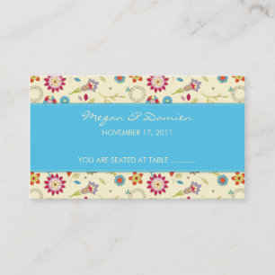 Retro Flowers · Turquoise · Guest Seating Card