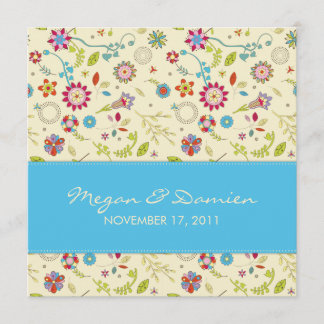 Retro Flowers · Turquoise · Wedding Invitation
