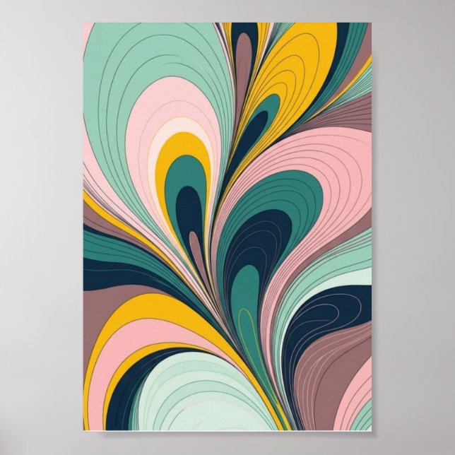 Retro Fluid Abstractionist Wave Poster (Front)