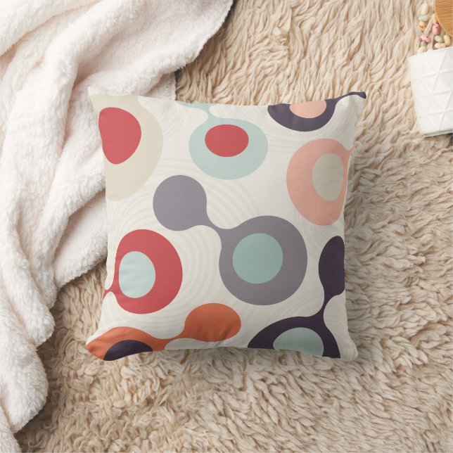 Retro Fluid Shapes Geometric Cushion (Blanket)